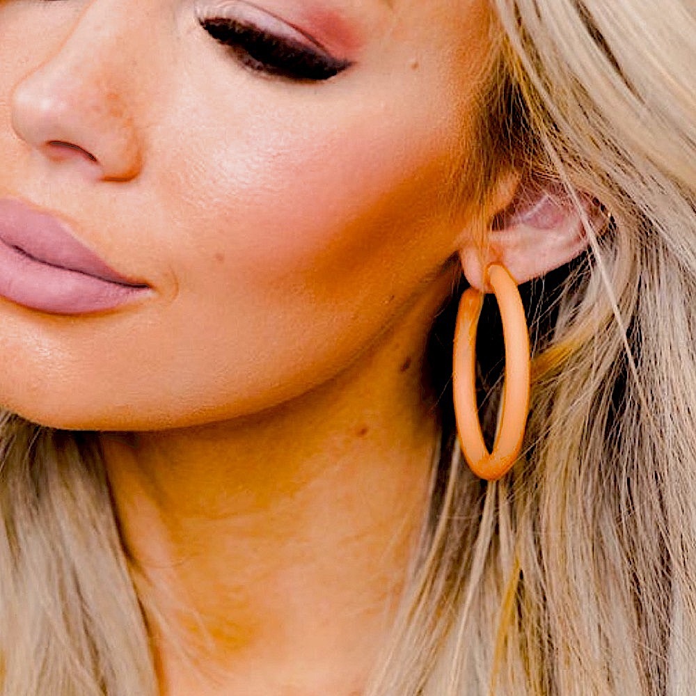 🆕🌿🧡RUE 27: MUSTARD 50MM Hollow Metal Hoop Earrings